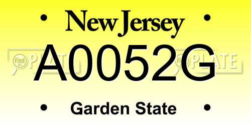 A0052G New Jersey License Plate