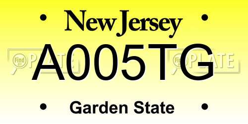 A005TG New Jersey License Plate