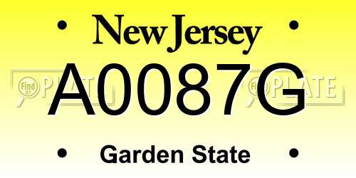 A0087G New Jersey License Plate