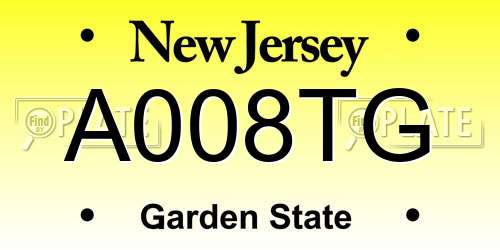 A008TG New Jersey License Plate