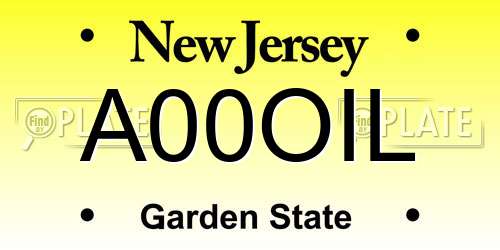 A00OIL New Jersey License Plate