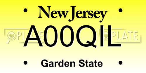 A00QIL New Jersey License Plate