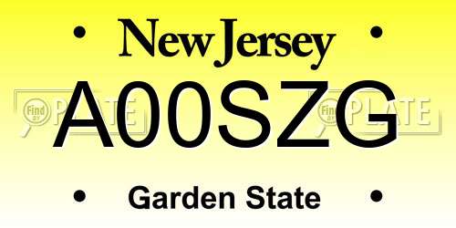 A00SZG New Jersey License Plate