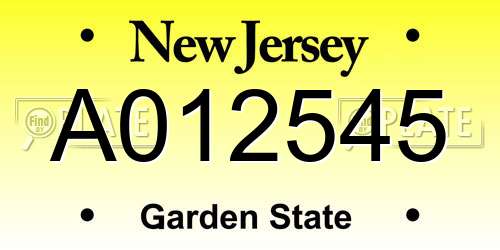 A012545 New Jersey License Plate