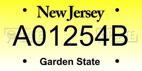 A01254B New Jersey License Plate