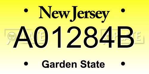 A01284B New Jersey License Plate