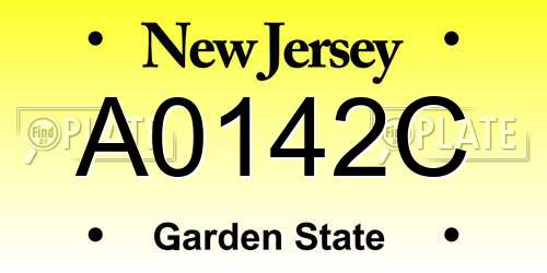 A0142C New Jersey License Plate