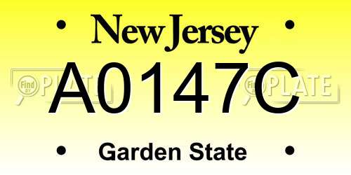 A0147C New Jersey License Plate