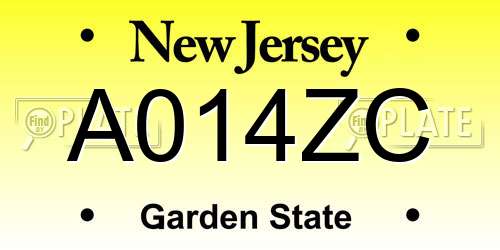 A014ZC New Jersey License Plate