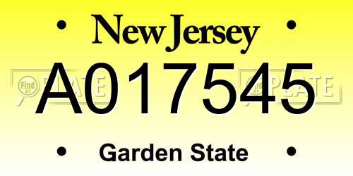 A017545 New Jersey License Plate