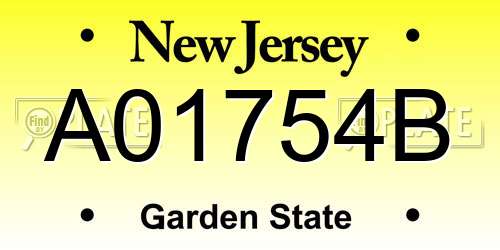 A01754B New Jersey License Plate