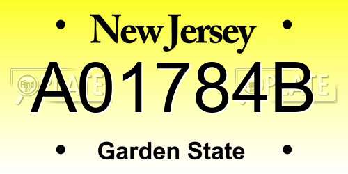 A01784B New Jersey License Plate