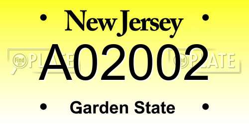 A02002 New Jersey License Plate