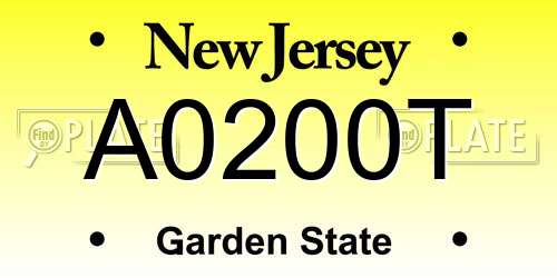 A0200T New Jersey License Plate