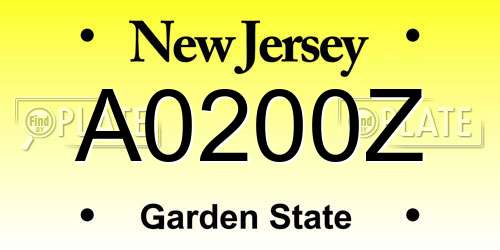 A0200Z New Jersey License Plate