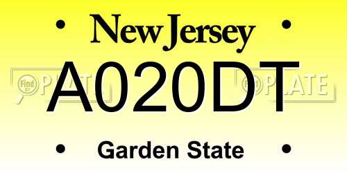A020DT New Jersey License Plate