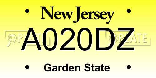 A020DZ New Jersey License Plate