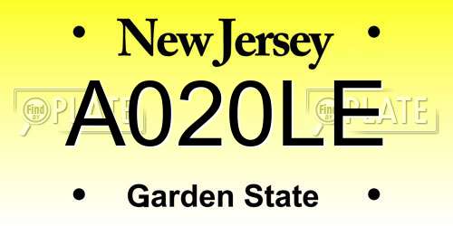 A020LE New Jersey License Plate