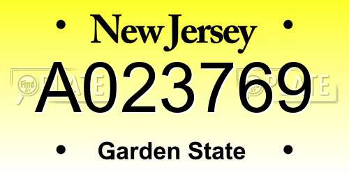 A023769 New Jersey License Plate