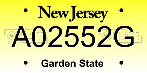 A02552G New Jersey License Plate