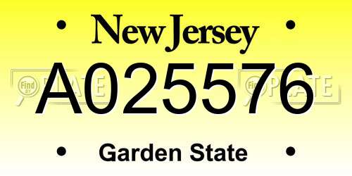 A025576 New Jersey License Plate
