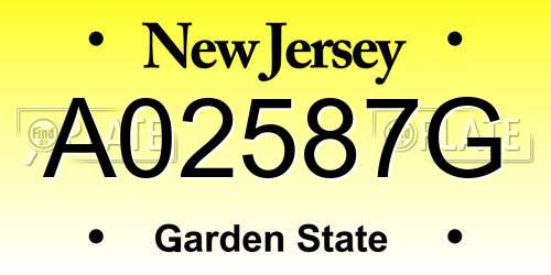 A02587G New Jersey License Plate
