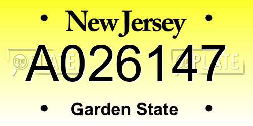A026147 New Jersey License Plate