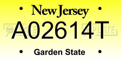 A02614T New Jersey License Plate
