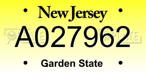 A027962 New Jersey License Plate