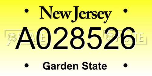 A028526 New Jersey License Plate