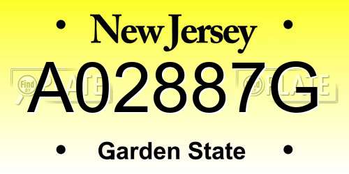 A02887G New Jersey License Plate