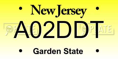 A02DDT New Jersey License Plate