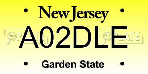 A02DLE New Jersey License Plate