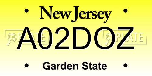 A02DOZ New Jersey License Plate