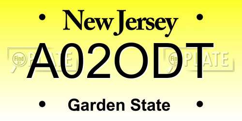 A02ODT New Jersey License Plate