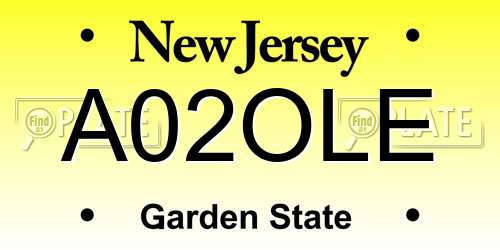 A02OLE New Jersey License Plate