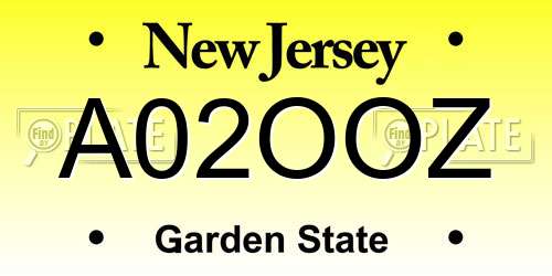 A02OOZ New Jersey License Plate