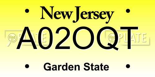 A02OQT New Jersey License Plate