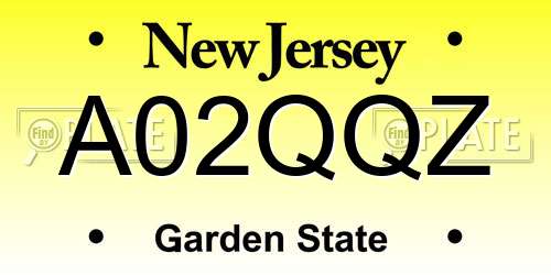A02QQZ New Jersey License Plate