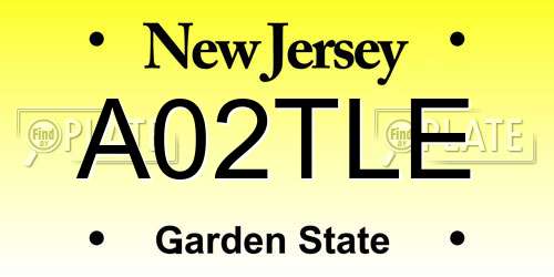 A02TLE New Jersey License Plate