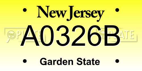 A0326B New Jersey License Plate