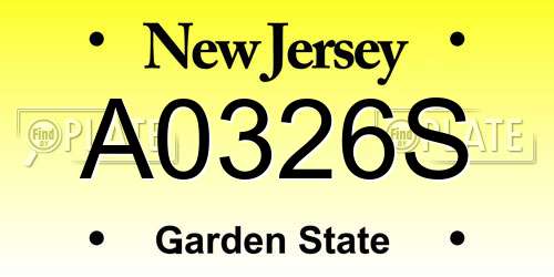 A0326S New Jersey License Plate