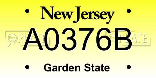A0376B New Jersey License Plate