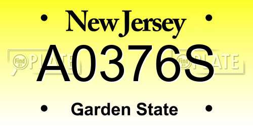 A0376S New Jersey License Plate