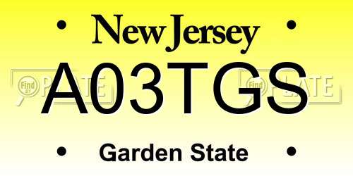 A03TGS New Jersey License Plate