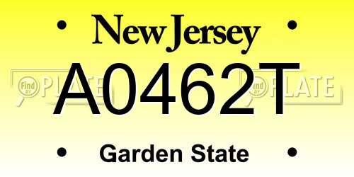 A0462T New Jersey License Plate