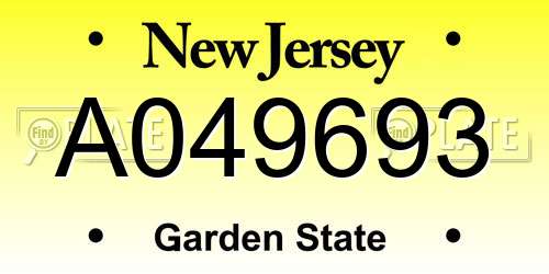 A049693 New Jersey License Plate