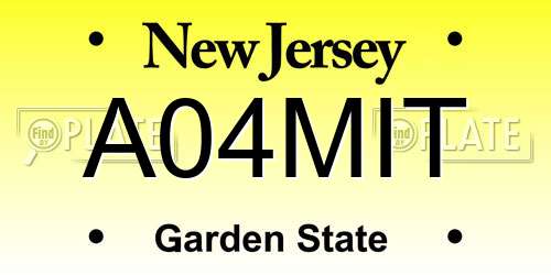 A04MIT New Jersey License Plate