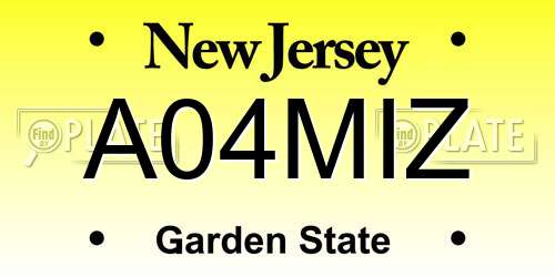 A04MIZ New Jersey License Plate