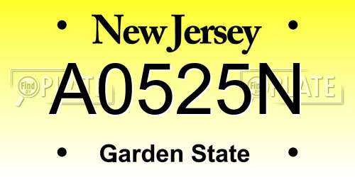 A0525N New Jersey License Plate